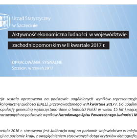 Aktywność ekonomiczna ludności w województwie zachodniopomorskim w II kwartale 2017 r.