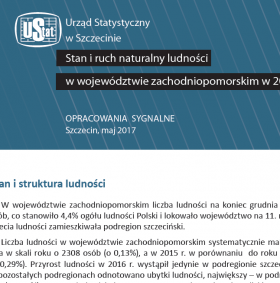 Stan i ruch naturalny ludności w województwie zachodniopomorskim w 2016 r.