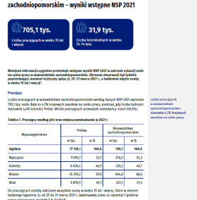 Ludność na rynku pracy w województwie zachodniopomorskim – wyniki wstępne NSP 2021