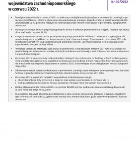 Komunikat o sytuacji społeczno-gospodarczej województwa zachodniopomorskiego - czerwiec 2022