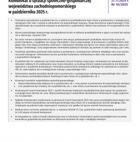 Komunikat o sytuacji społeczno-gospodarczej województwa zachodniopomorskiego - październik 2025 - Informacja sygnalna