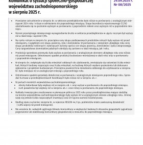 Komunikat o sytuacji społeczno-gospodarczej województwa zachodniopomorskiego - sierpień 2025 - Informacja sygnalna