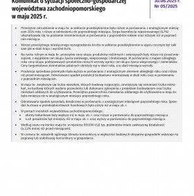 Komunikat o sytuacji społeczno-gospodarczej województwa zachodniopomorskiego - maj 2025 - Informacja sygnalna