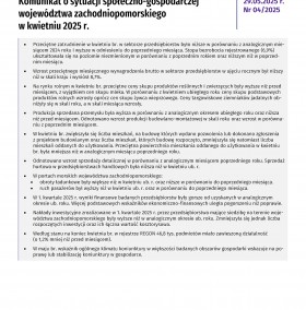 Komunikat o sytuacji społeczno-gospodarczej województwa zachodniopomorskiego - kwiecień 2025 - Informacja sygnalna