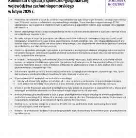 Komunikat o sytuacji społeczno-gospodarczej województwa zachodniopomorskiego - luty 2025 - Informacja sygnalna