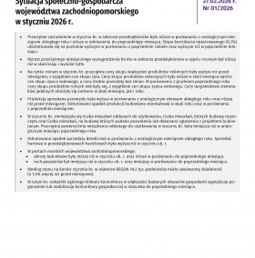 Sytuacja społeczno-gospodarcza województwa zachodniopomorskiego - styczeń 2026 - Informacja sygnalna