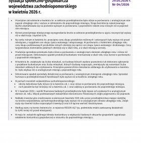 Sytuacja społeczno gospodarcza województwa zachodniopomorskiego - kwiecień 2026 - Informacja sygnalna