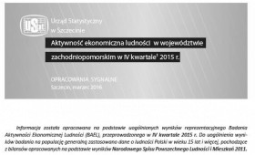 Aktywność ekonomiczna ludności w województwie zachodniopomorskim w IV kwartale 2015 r.