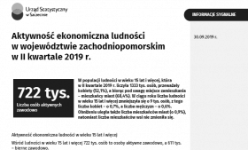 Aktywność ekonomiczna ludności w województwie zachodniopomorskim w II kwartale 2019 r.