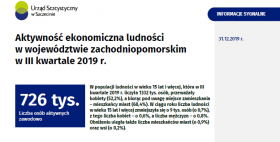 Aktywność ekonomiczna ludności w województwie zachodniopomorskim w III kwartale 2019 r.
