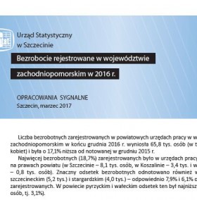 Bezrobocie rejestrowane w województwie zachodniopomorskim w 2016 r.