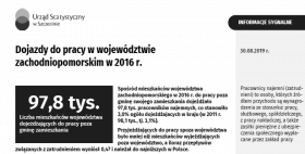 Dojazdy do pracy w województwie zachodniopomorskim w 2016 r.