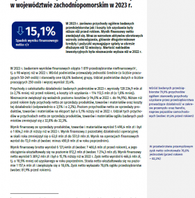 Wyniki finansowe przedsiębiorstw niefinansowych w województwie zachodniopomorskim w 2023 r.