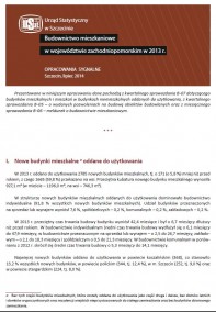Budownictwo mieszkaniowe w województwie zachodniopomorskim w 2013 r