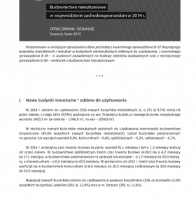 Budownictwo mieszkaniowe w województwie zachodniopomorskim w 2014 r