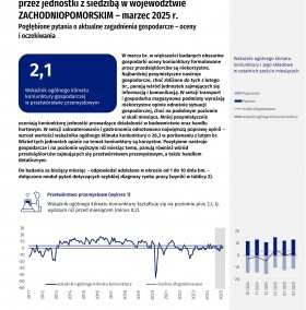 Koniunktura gospodarcza w województwie zachodniopomorskim w marcu 2025 r. - Informacja sygnalna